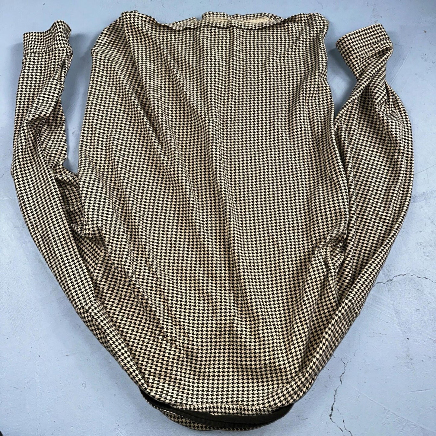 LL Bean VTG SOFT Flannel Shirt Size M Mens Cream Houndstooth Long Sleeve Button