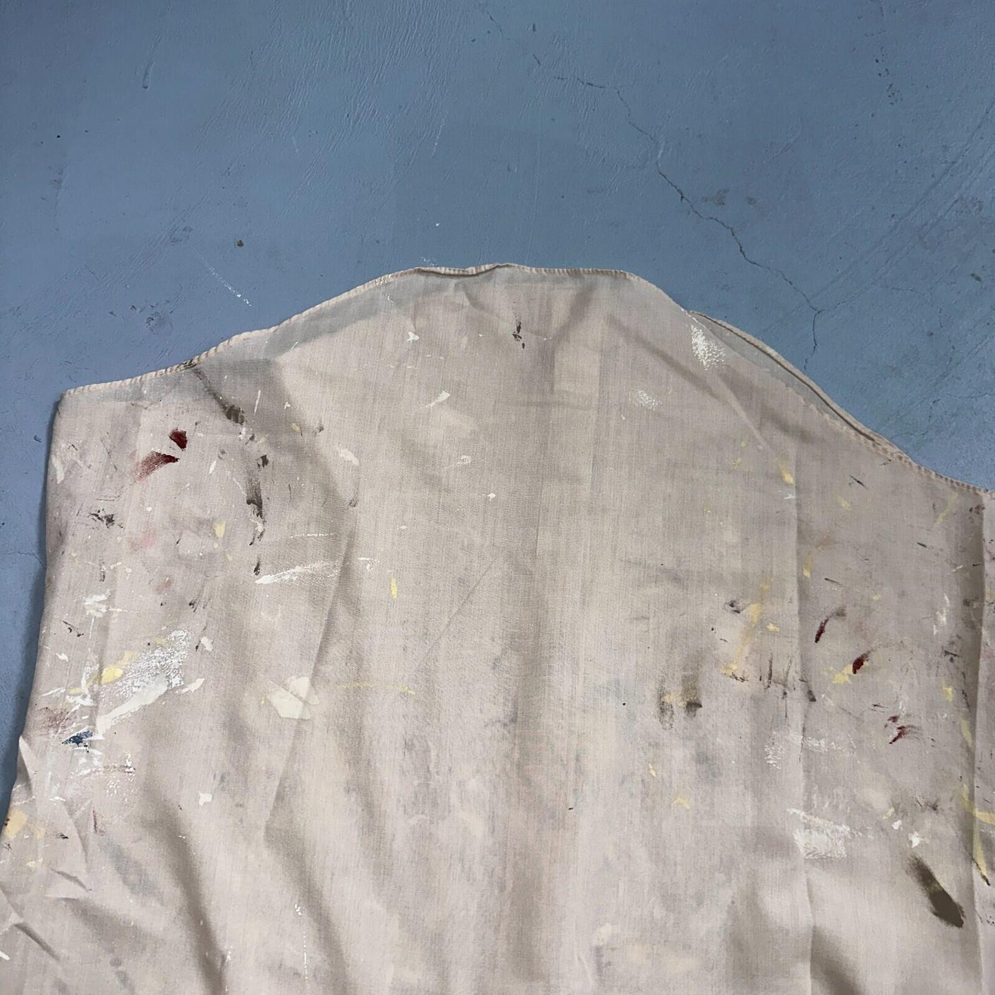 VTG 60s 70s Paint Stained Sears Perma Prest Short Sleeve Camp Shirt 16 Thrashed