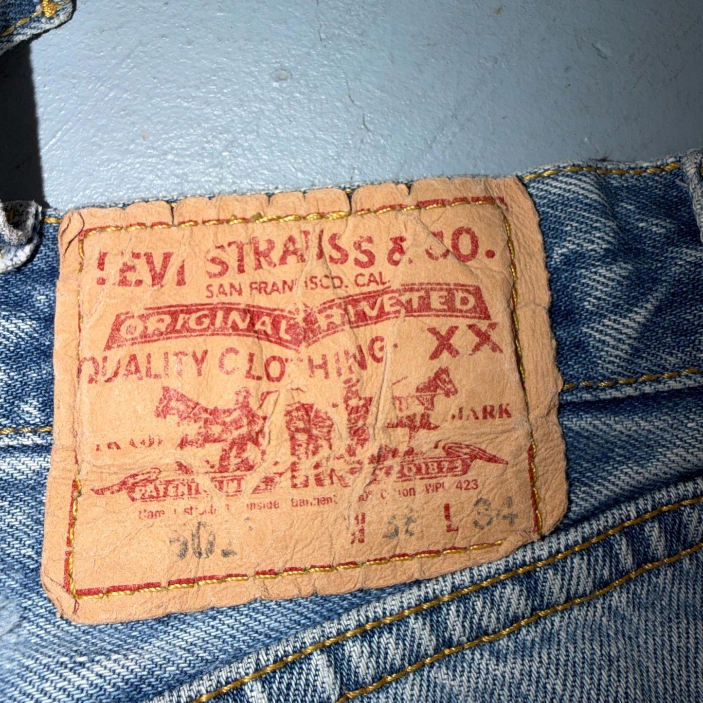 Levis 501 Vintage Y2K 90s XX Straight Leg Jeans Blue Light Wash 38x34 Act 36x34