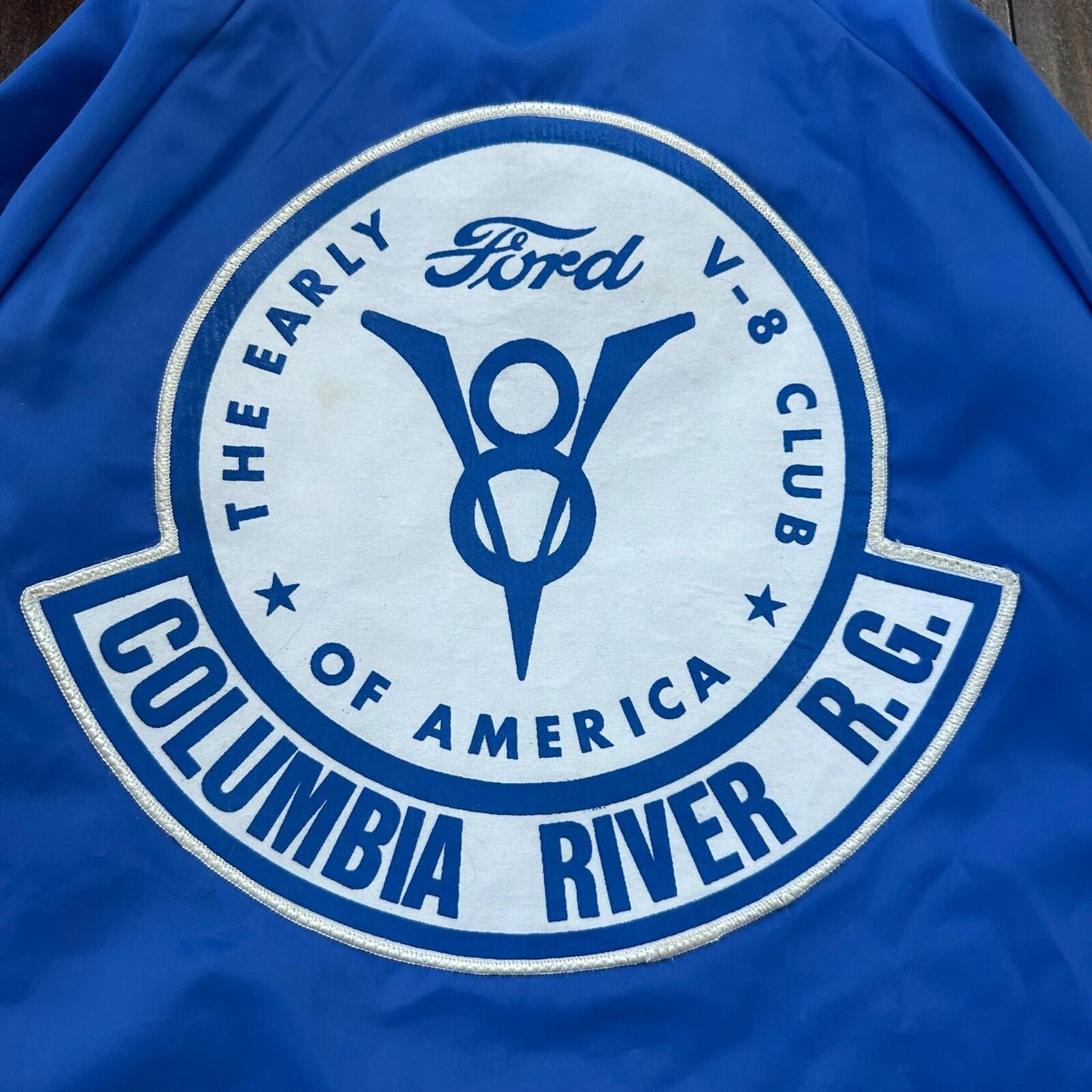 Ford V8 VTG 90s Hartwell Satin Coaches Jacket Lined Windbreaker Size Small Blue