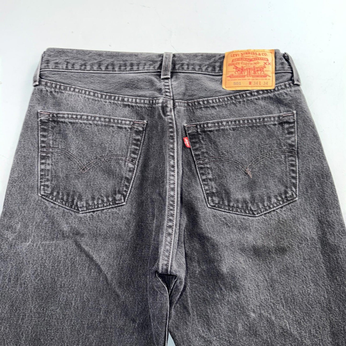 Levis 501 Vintage 90s USA XX Straight Leg Jeans Black Med Wash 34x34 Act 31x33