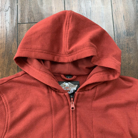 Harley Davidson Womens L Red Full Zip Fleece Vest Zipper Shirt Vintage Y2K