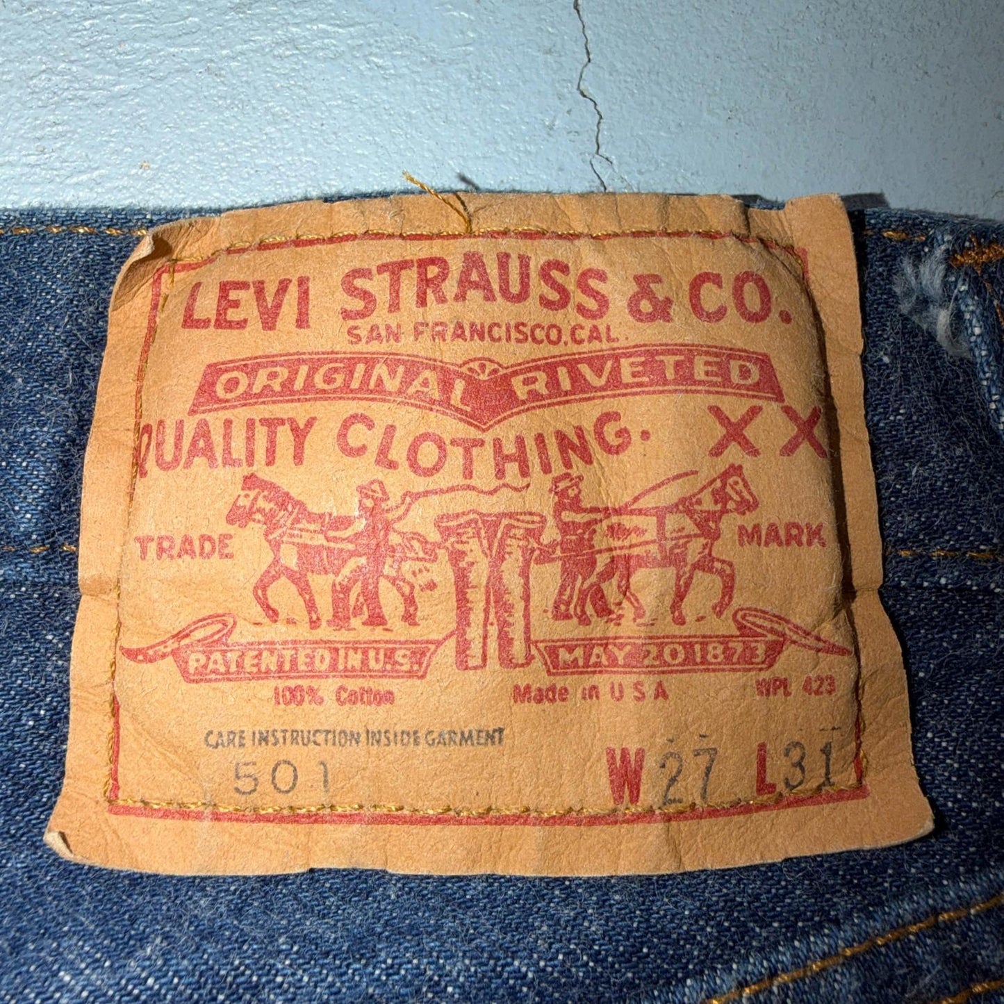 Levis 501 Vintage 80s Redline Selvedge USA Jeans Fuzzy Dark Wash 27x31 Act 25x27
