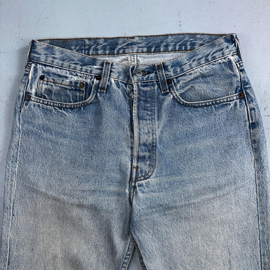 Levis 501 Vintage 80s USA XX Straight Leg Jeans Blue Light ALTERED Act 30x27