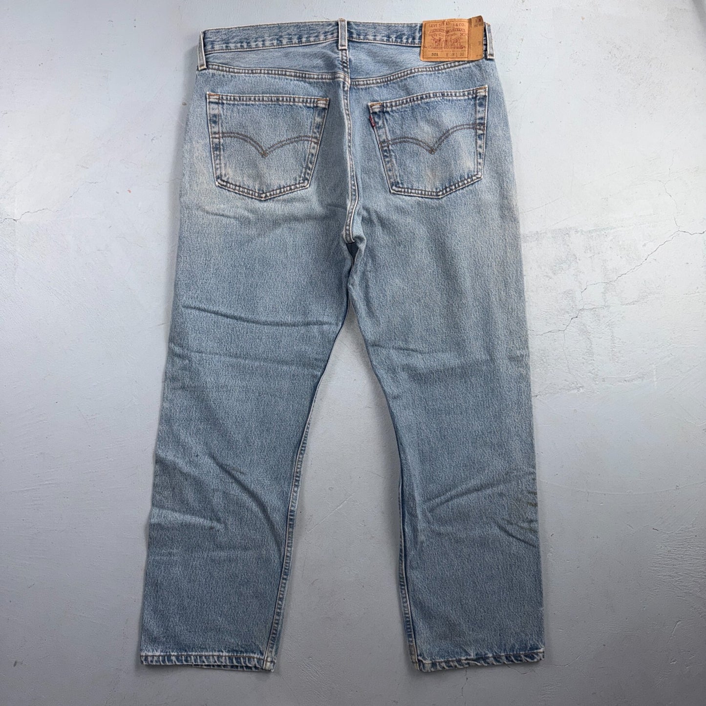 Levis 501 Vintage 90s USA XX Straight Leg Jeans Blue Light Wash 38x30 Act 37x29