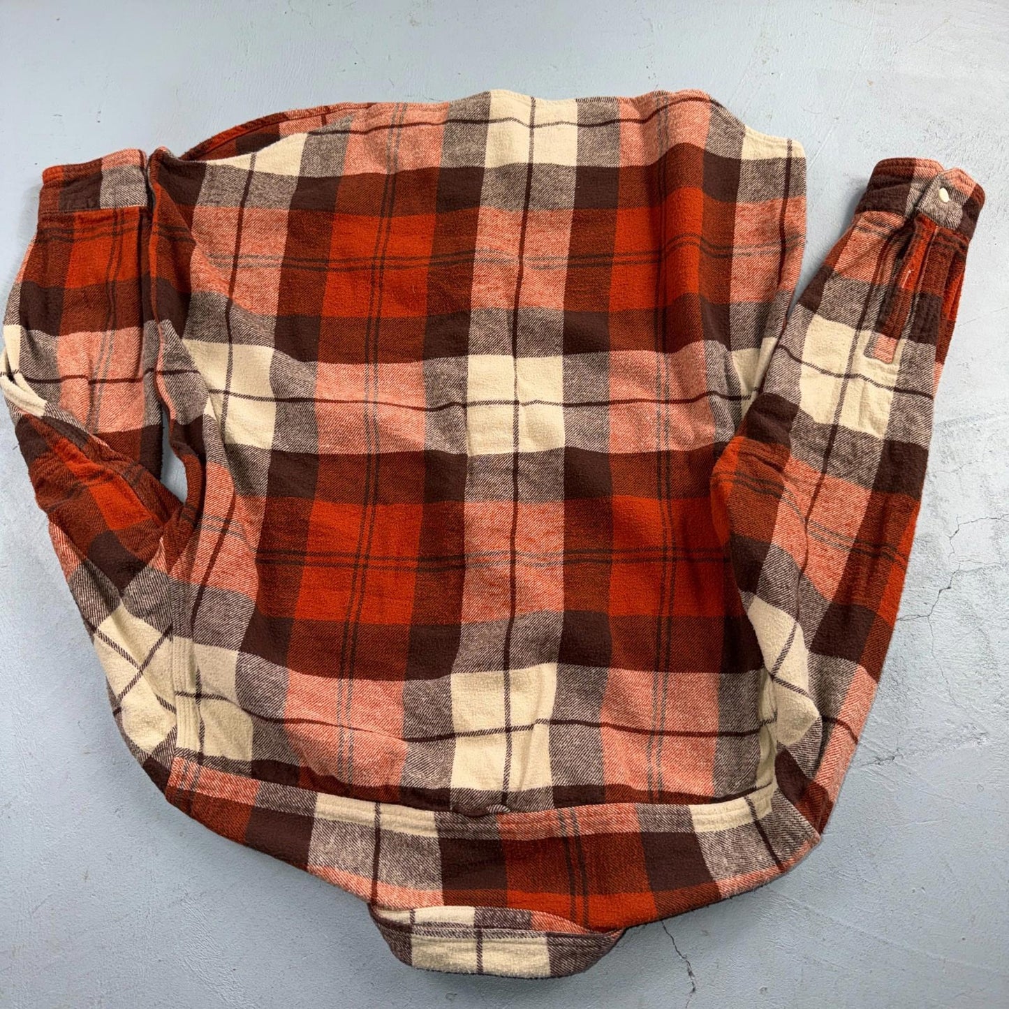 Levis Workwear Plaid Flannel Button Down Shirt Large Clay Red Beige Relaxed