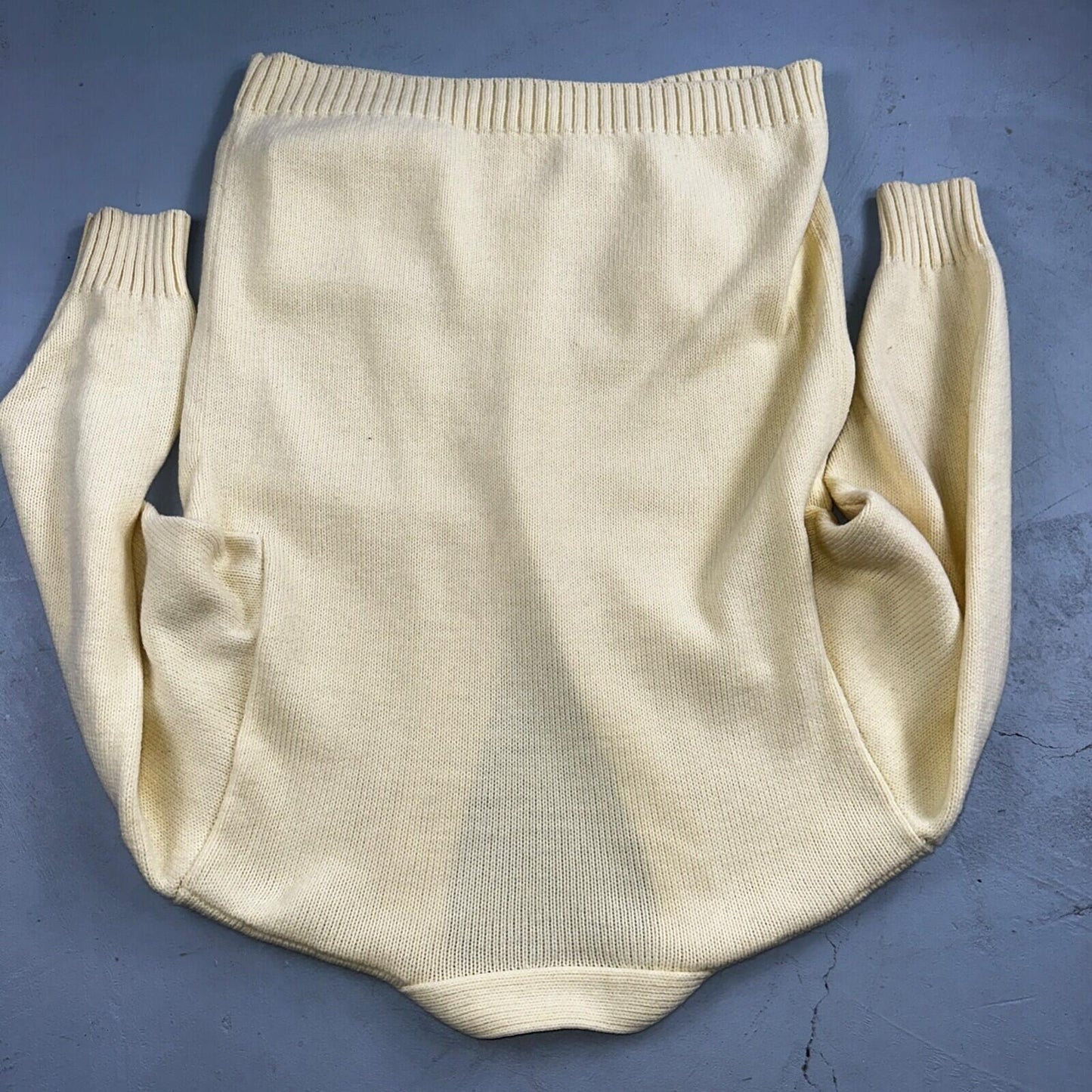 Vintage Yellow Knit Sweater Cardigan Womens 70s 80s Basic Cozy Essential Winter