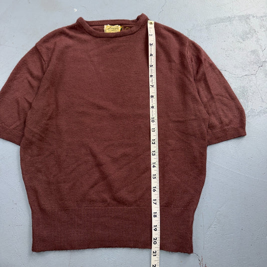 VTG 50s Penneys Brown Short Sleeve Knit Sweater Womens 36 Rockabilly 1950s Rare