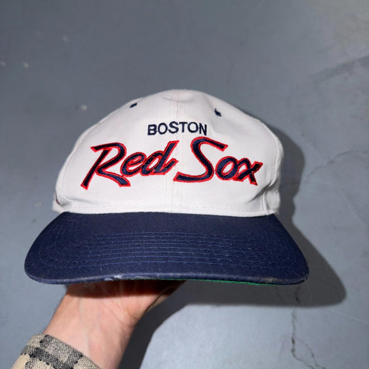 Vintage 90s Boston Red Sox Sports Specialties Script SnapBack Hat Cap MLB Twill