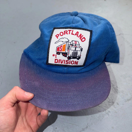 Portland Division Safeway Truck Corduroy VTG Hat Baseball Cap Snapback 80s USA