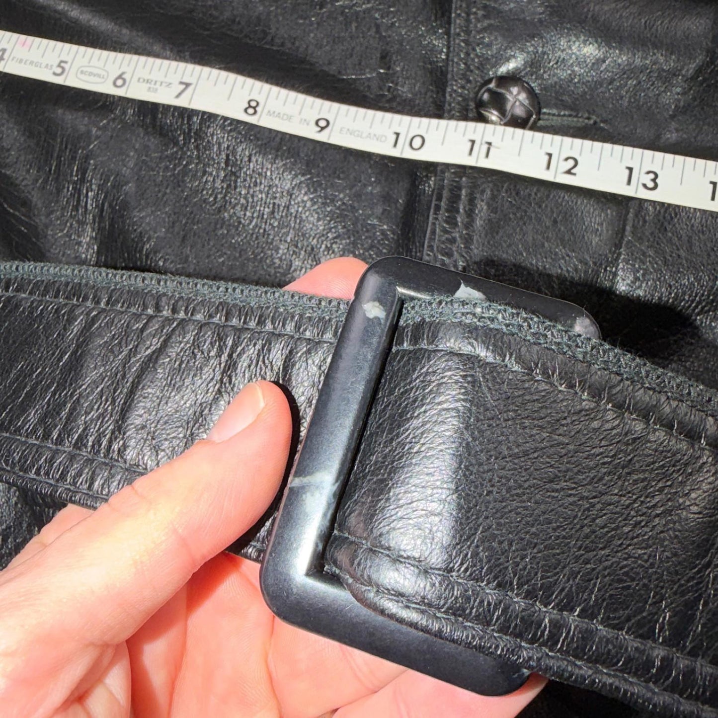 VTG Mens Long Length Vintage Leather Military Duster UNLined Rockabilly 60s Belt