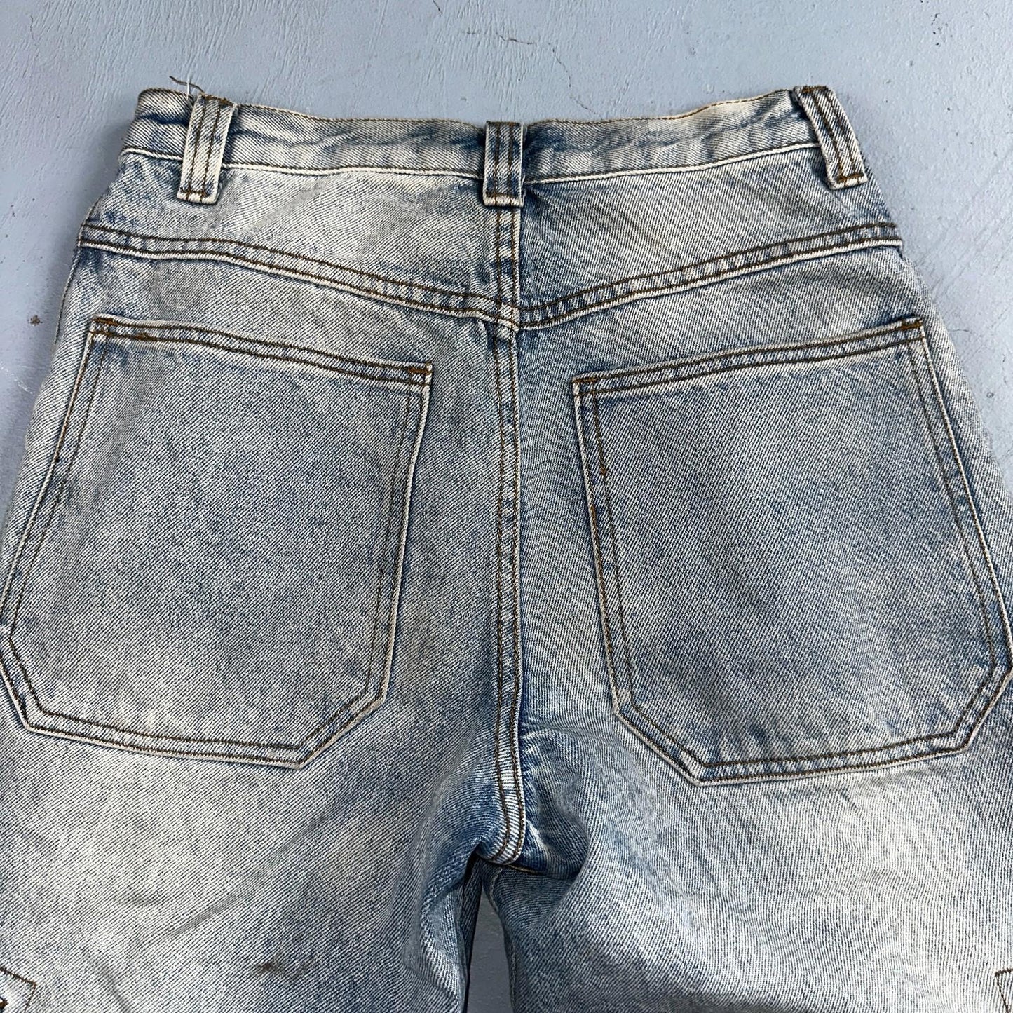 J Galt Jeans Womens Wide Leg Blue Cargo Denim Cotton Light Wash 27x30 Small