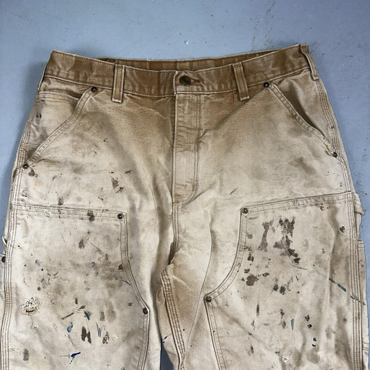 Carhartt VTG Double Knee Carpenter Pants USA B01 Brown Thrashed 34x34 Act 32x32