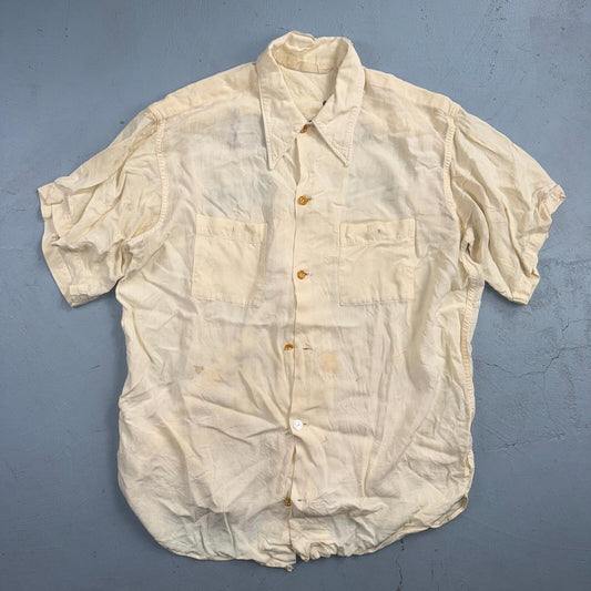 VTG Nat Nast Shirt 1950s Chainstitch Gab Gabardine Short Sleeve Rockabilly RARE