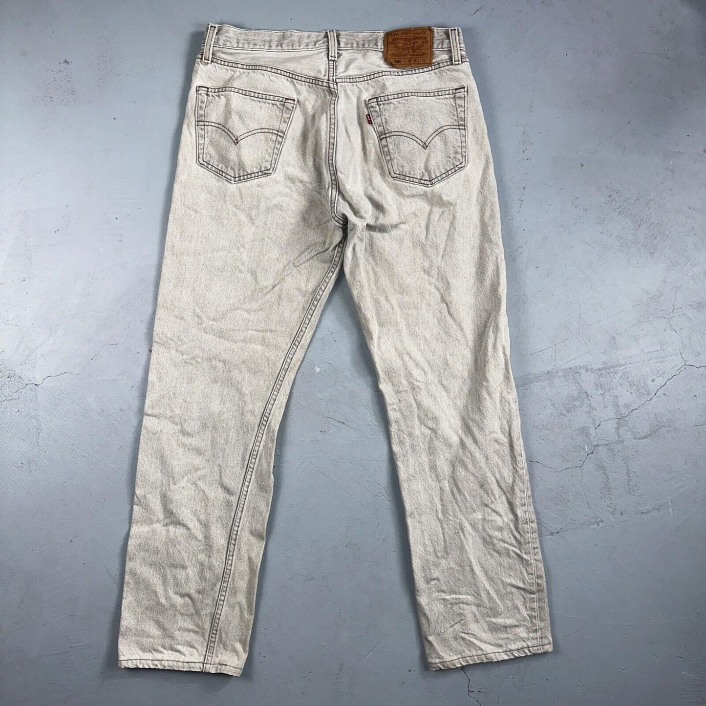 Levis 501 Vintage 90s USA XX Straight Leg Jeans Gray Light Wash 36x32 Act 33x30