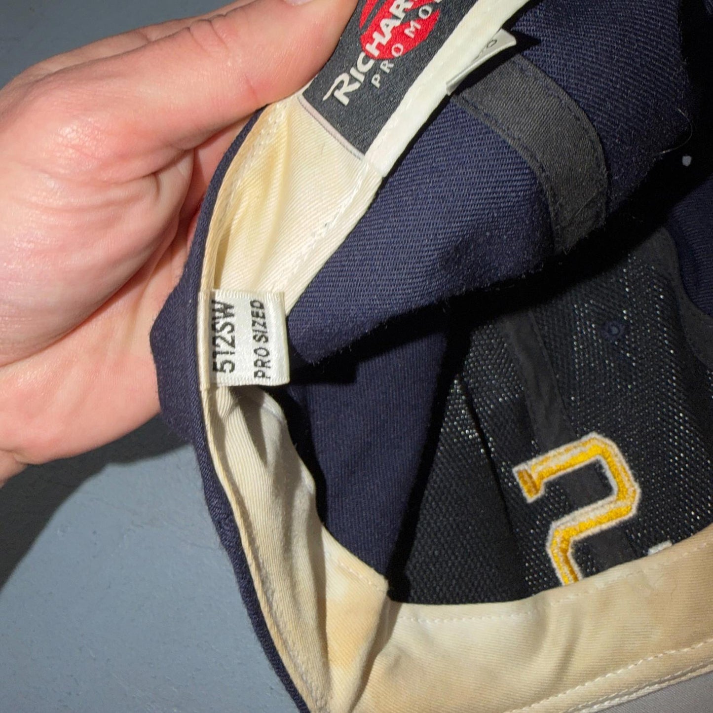 S Richardson Pro Model 7 3/8 Fitted Baseball Hat Navy Cool Sports Pro AM