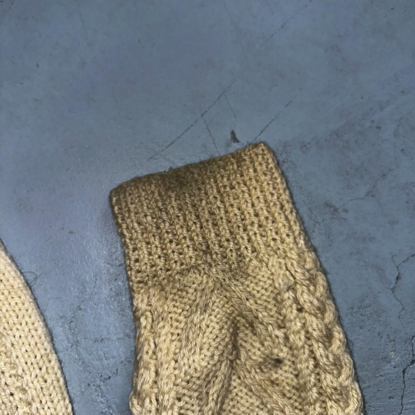 VTG Sweater Mens M Cream Cable Knit Ribbed Full Zip 1960s Rockabilly Ivory Rare