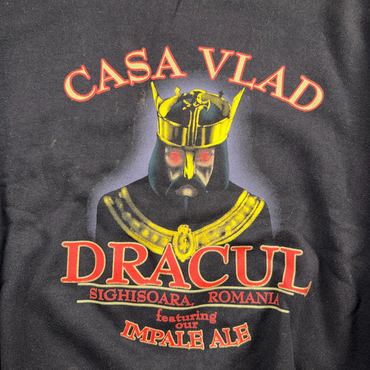 Vintage Casa Vlad Dracul Impale Ale Dracula Crewneck Sweatshirt Black 2XL Lee