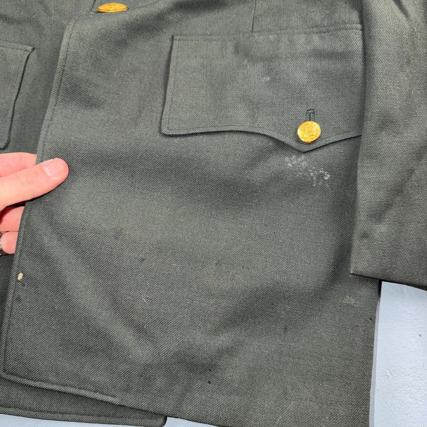 US Army Korean War Officer Suit 1950s Armored Hell Wheels Patch 37R VTG Jacket