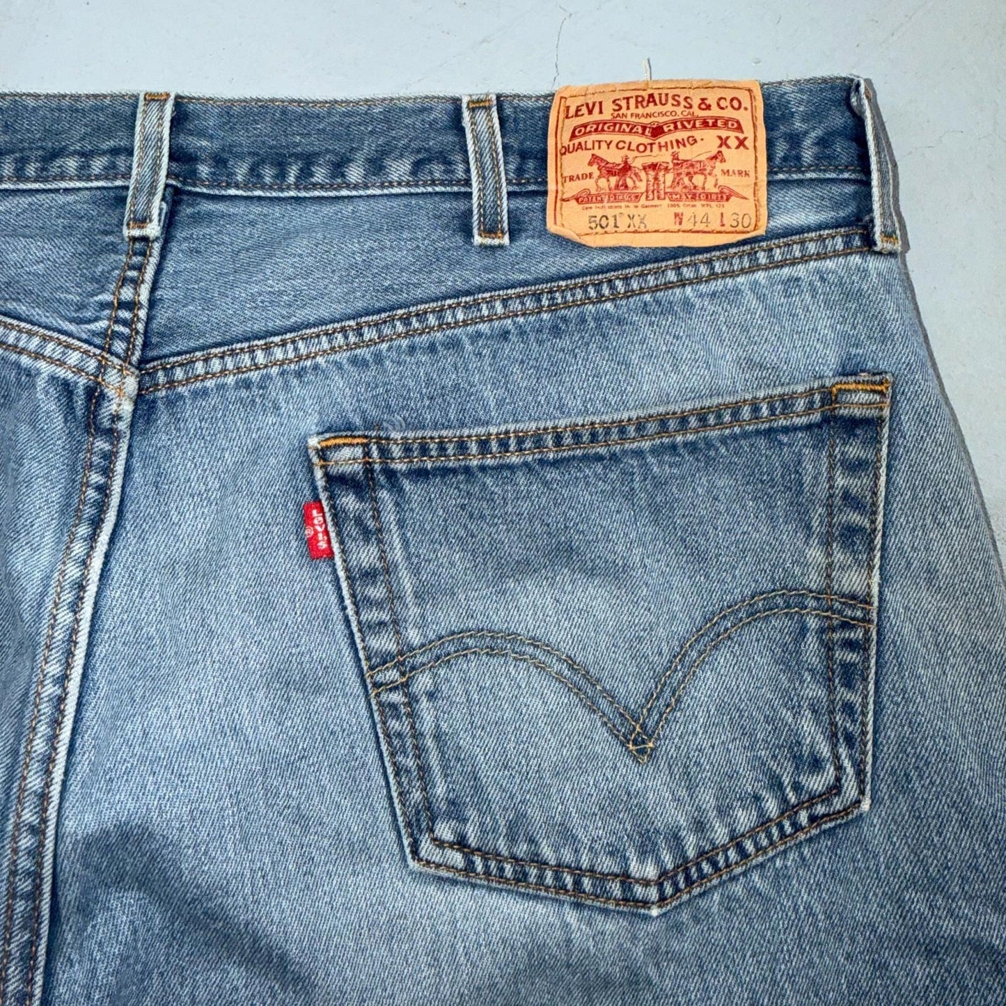 Levis 501 Vintage Y2K XX Straight Leg Jeans Blue Light Wash 44x30 Act 40x26