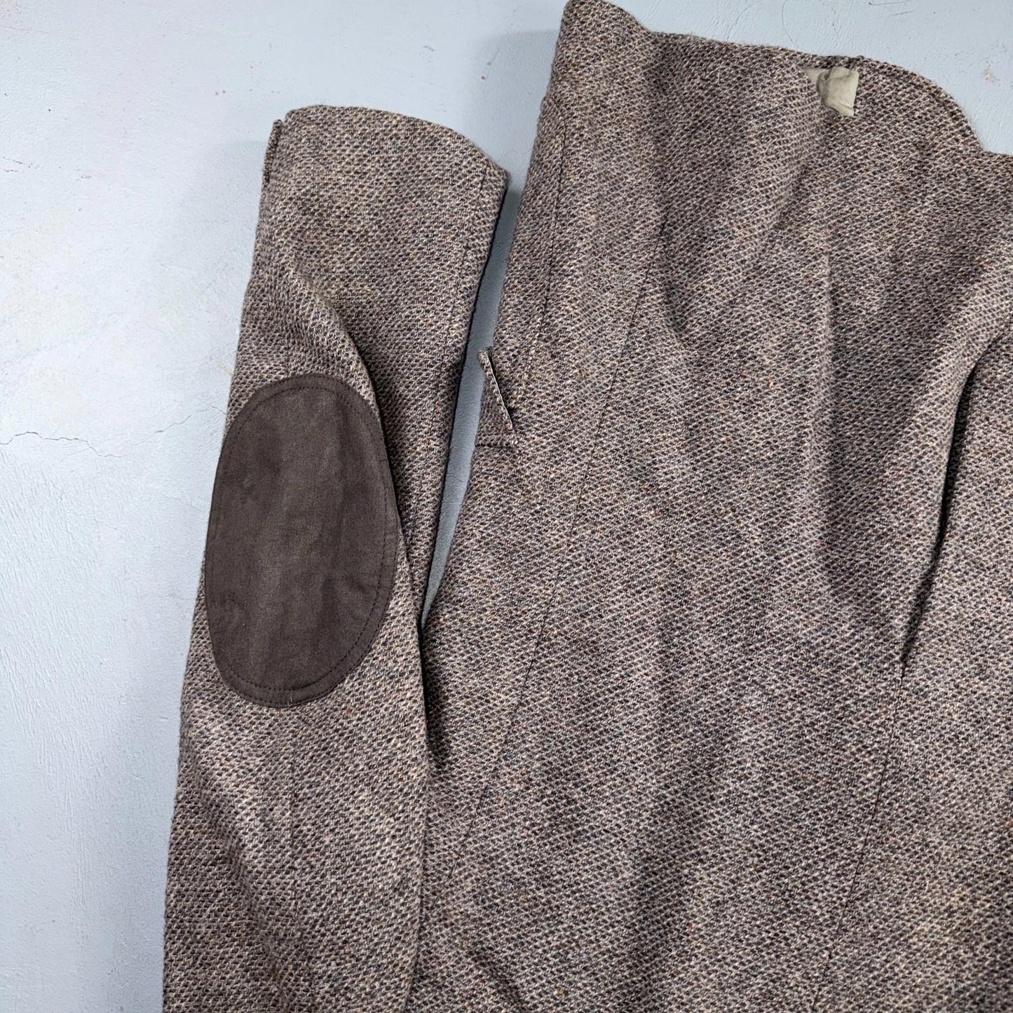 Pendleton Western Blazer Vintage Mens 42L USA Long Wool Gray Tweed Elbow Suede
