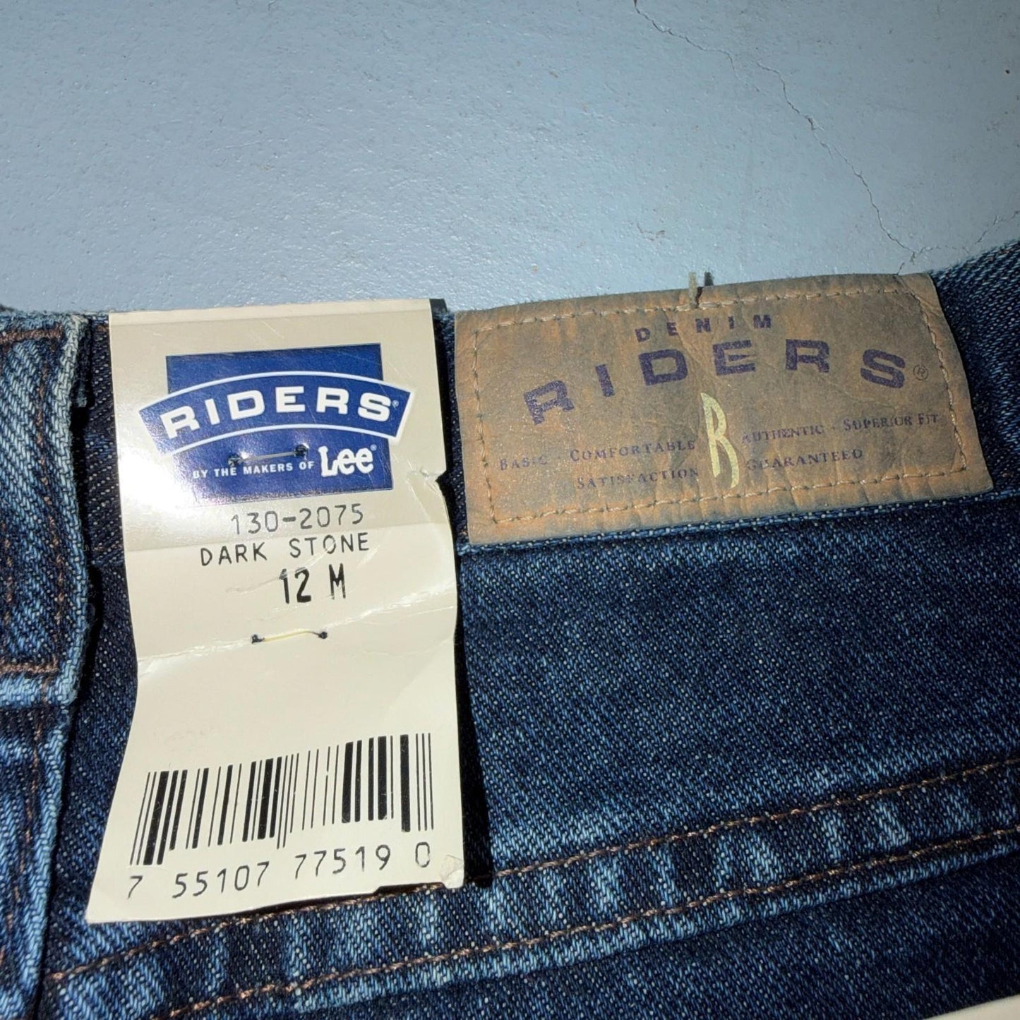 Lee Riders Eased Straight Leg Jeans Misses Size 12 Medium Dark Stone Wash NWT