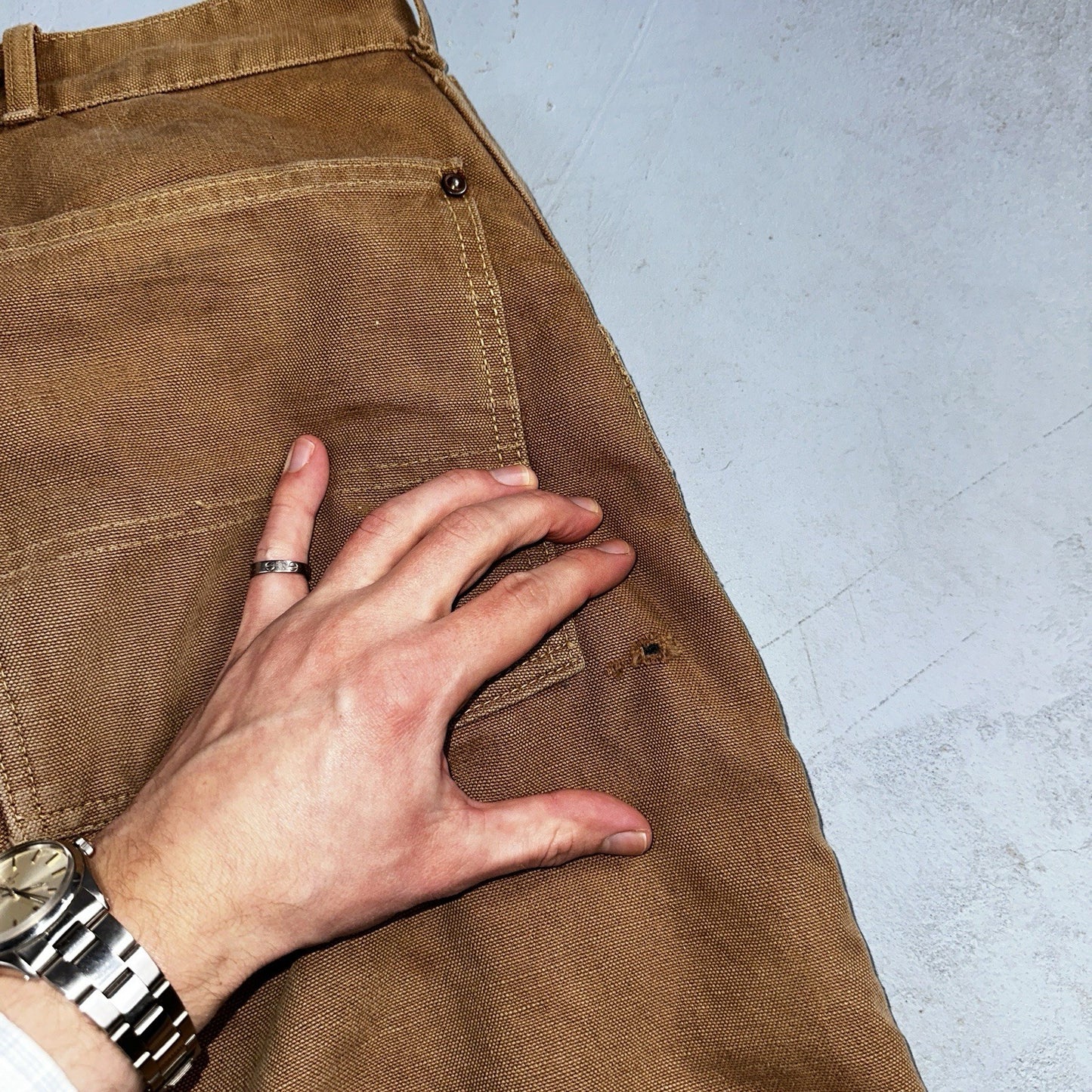 Carhartt VTG 50s 60s Double Knee Heart Logo Brown Canvas Pants 32x32 Wool Lined