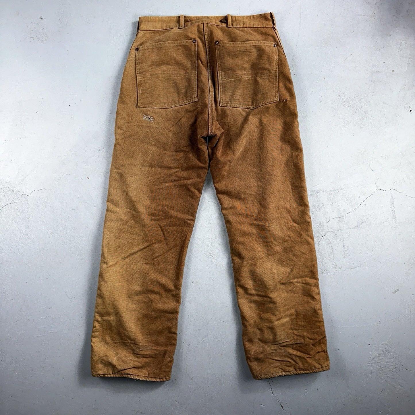 Carhartt VTG 50s 60s Double Knee Heart Logo Brown Canvas Pants 32x32 Wool Lined