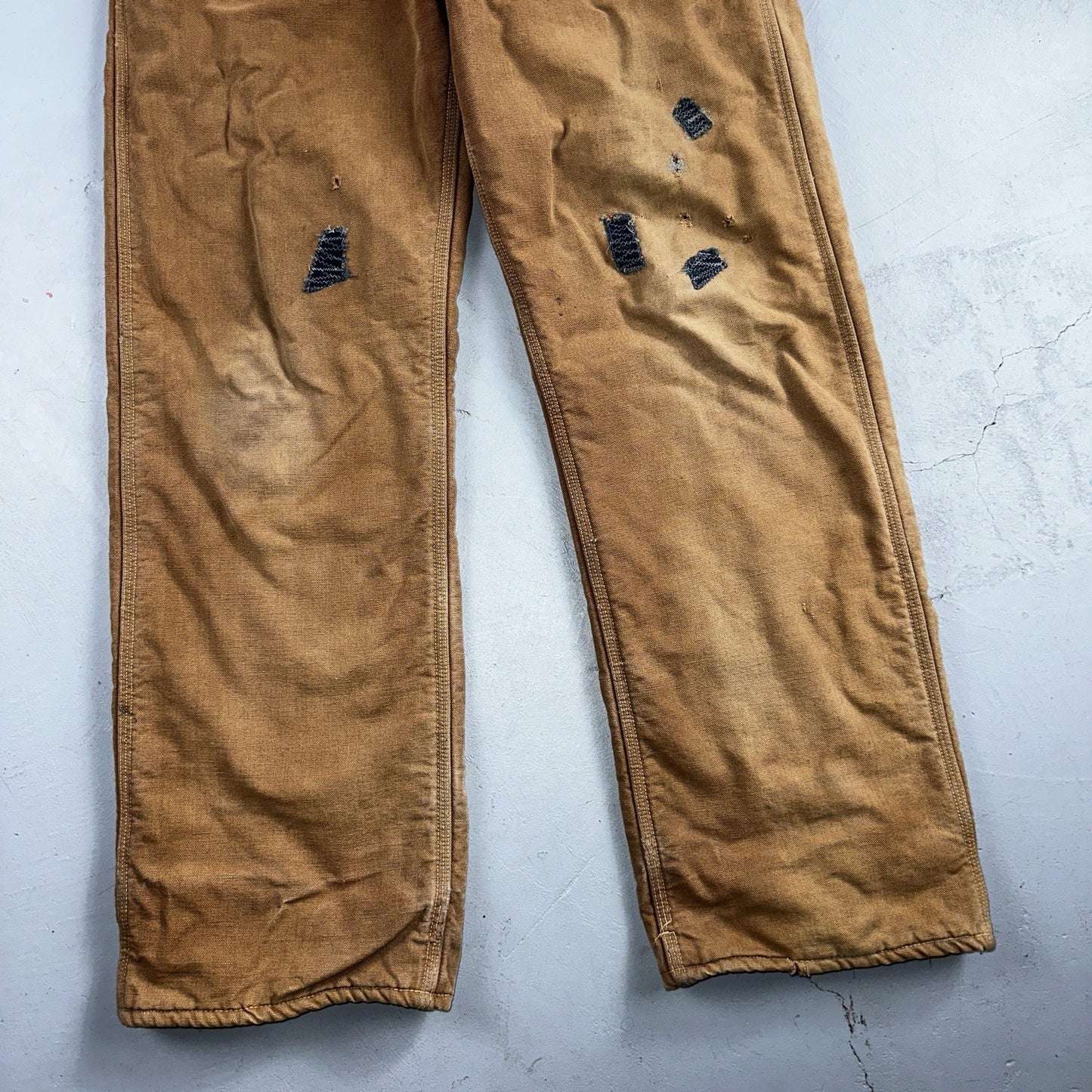 Carhartt VTG 50s 60s Double Knee Heart Logo Brown Canvas Pants 32x32 Wool Lined