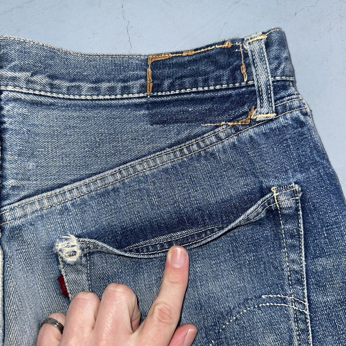 Vintage LEVIS 501XX Jeans Big E 1950s Redline Selvedge USA Jerky 40s Shorts Cut