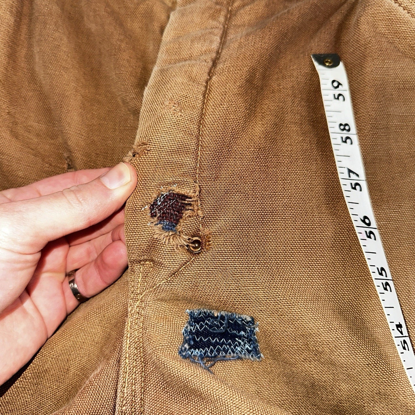 Carhartt VTG 50s 60s Double Knee Heart Logo Brown Canvas Pants 32x32 Wool Lined