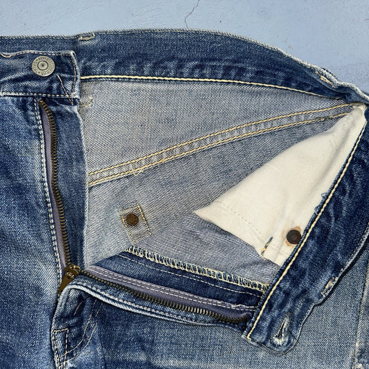 Vintage LEVIS 501XX Jeans Big E 1950s Redline Selvedge USA Jerky 40s Shorts Cut