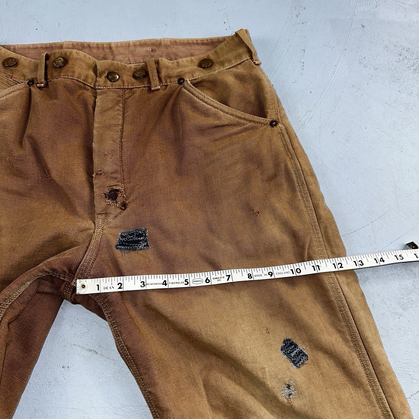 Carhartt VTG 50s 60s Double Knee Heart Logo Brown Canvas Pants 32x32 Wool Lined