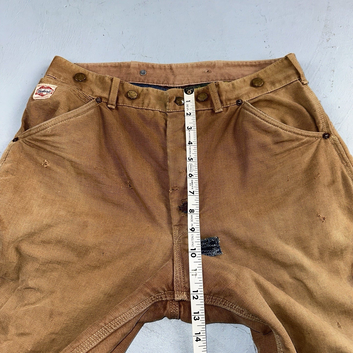 Carhartt VTG 50s 60s Double Knee Heart Logo Brown Canvas Pants 32x32 Wool Lined