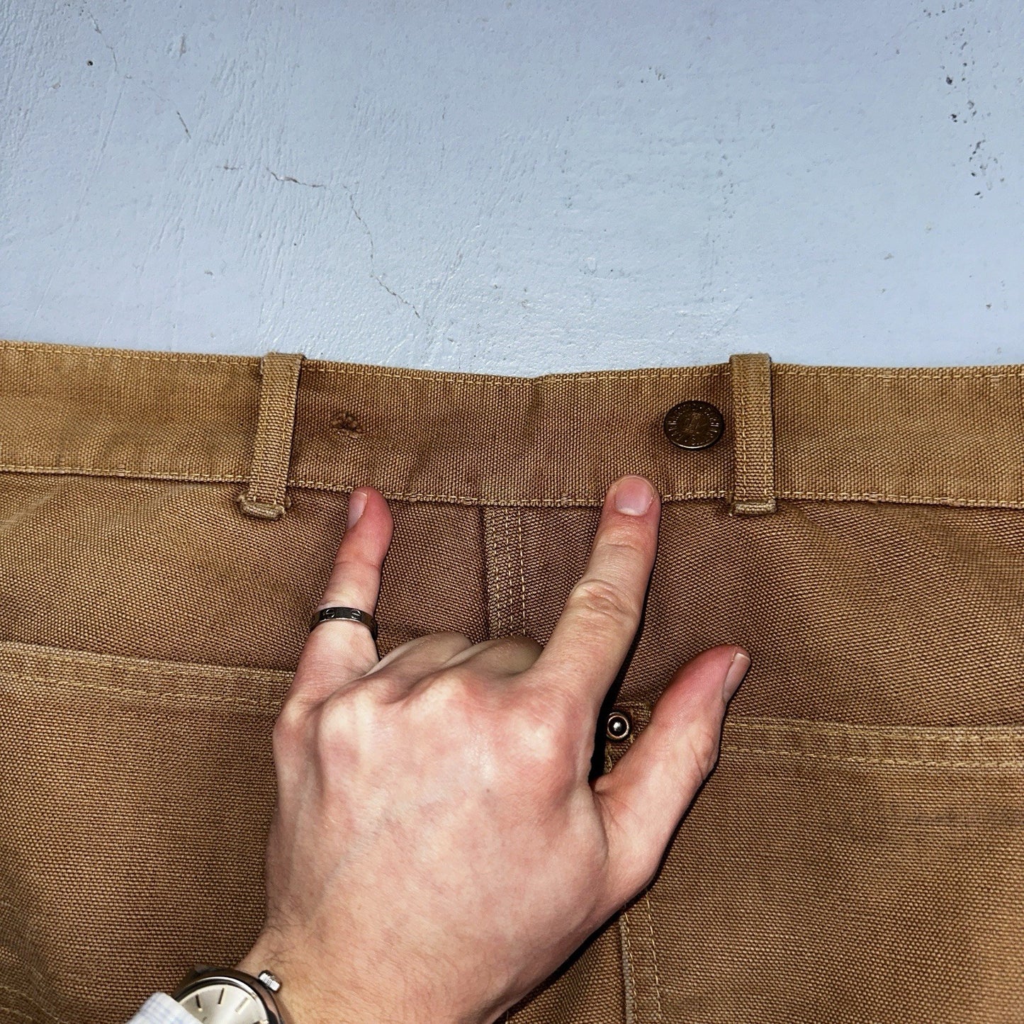 Carhartt VTG 50s 60s Double Knee Heart Logo Brown Canvas Pants 32x32 Wool Lined
