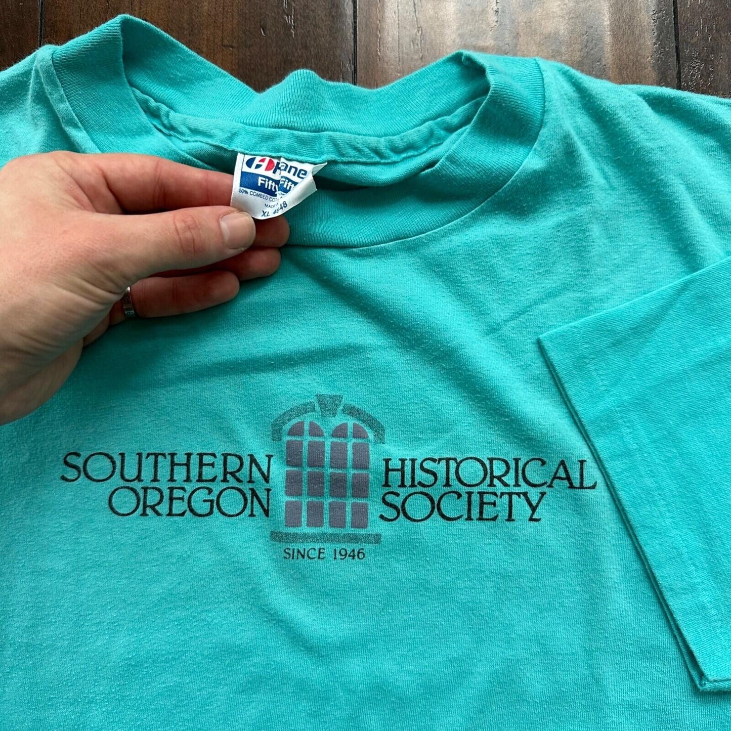 Southern Oregon Vintage T Shirt Hanes XL Single Stitch Teal PDX Portland 80s