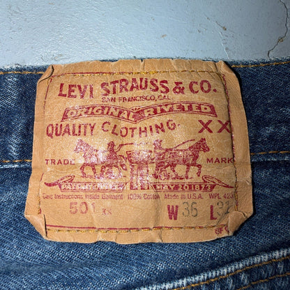 Levis 501 Vintage 80s USA XX Straight Leg Jeans Blue Med Wash 36x31 Act 33x26