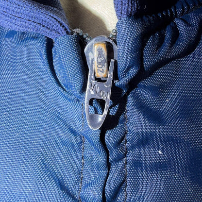 Vtg Coors Light Satin Poly Bomber Jacket Rockabilly Blue USA Talon 1960s 1970s