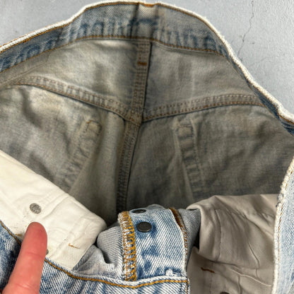Levis 501 Vintage 80s USA XX Straight Leg Jeans Blue Light Wash Torn Act 32x33