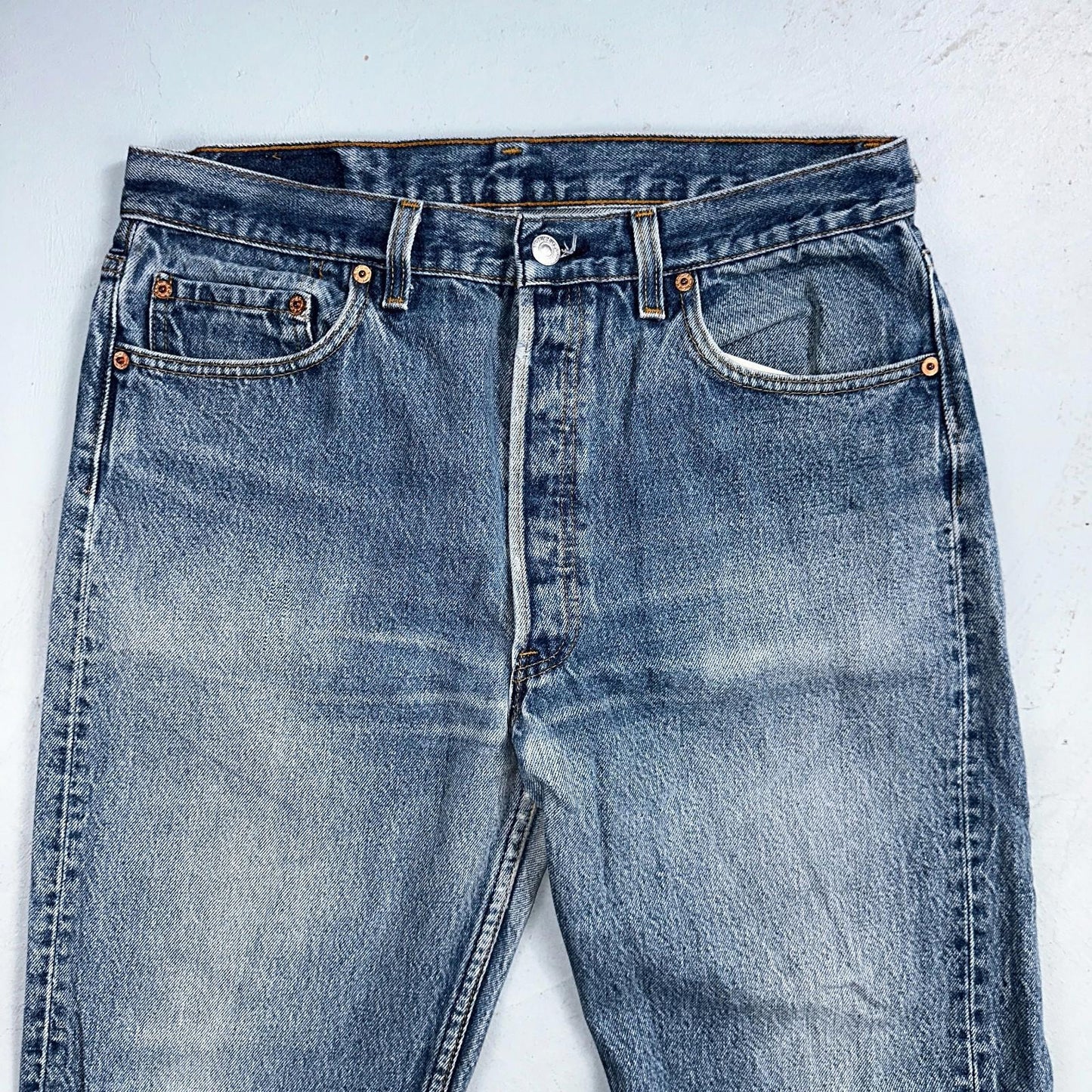Levis 501 Vintage 90s USA XX Straight Leg Jeans Blue Light Wash 35x33 Act 32x30