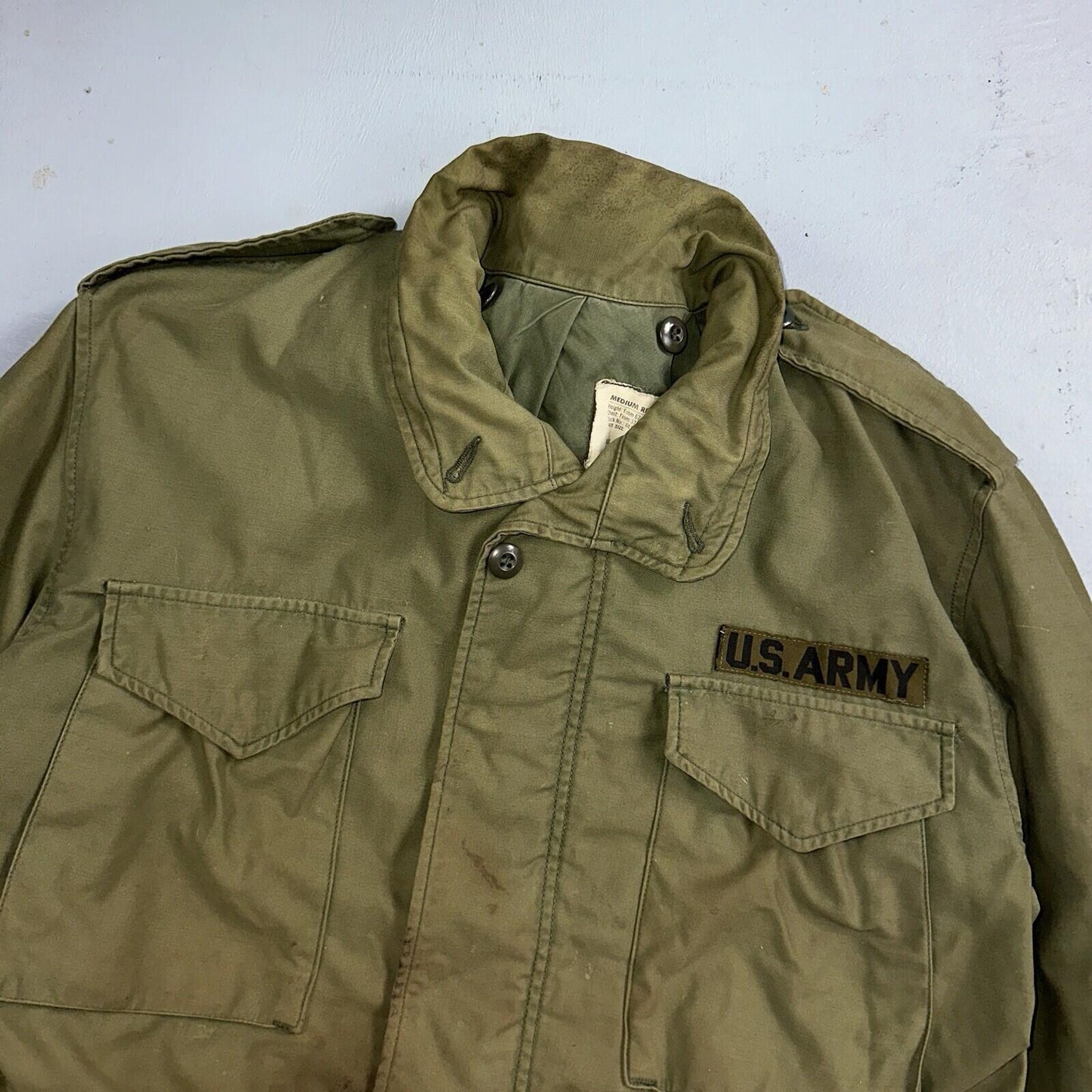VTG US ARMY M-65 Field Jacket Coat Cold Weather Mans OG-107 Vietnam 70s Medium