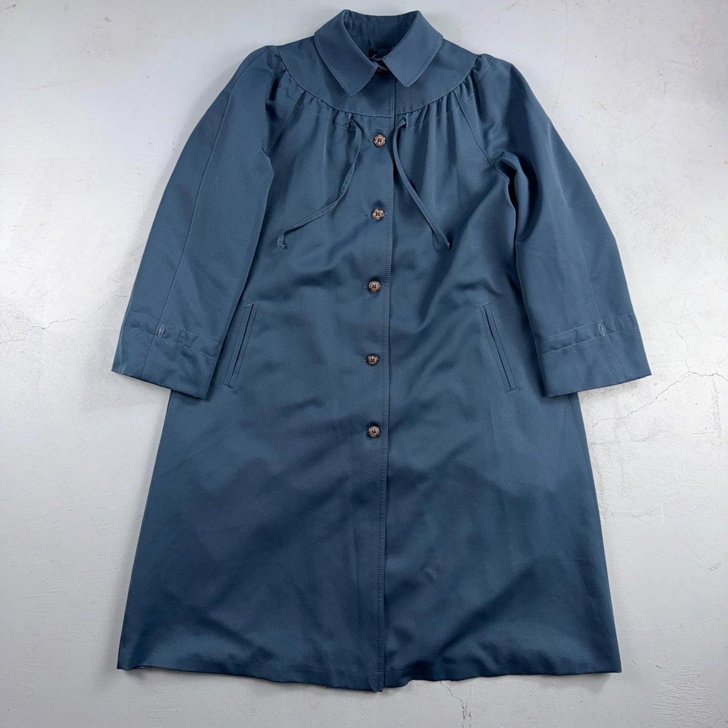 Forecaster of Boston Women's Rain Coat 14 Blue Polyester Trench Coat 1980s 80s