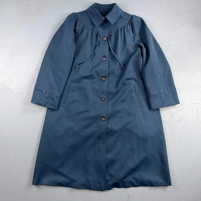 Forecaster of Boston Women's Rain Coat 14 Blue Polyester Trench Coat 1980s 80s