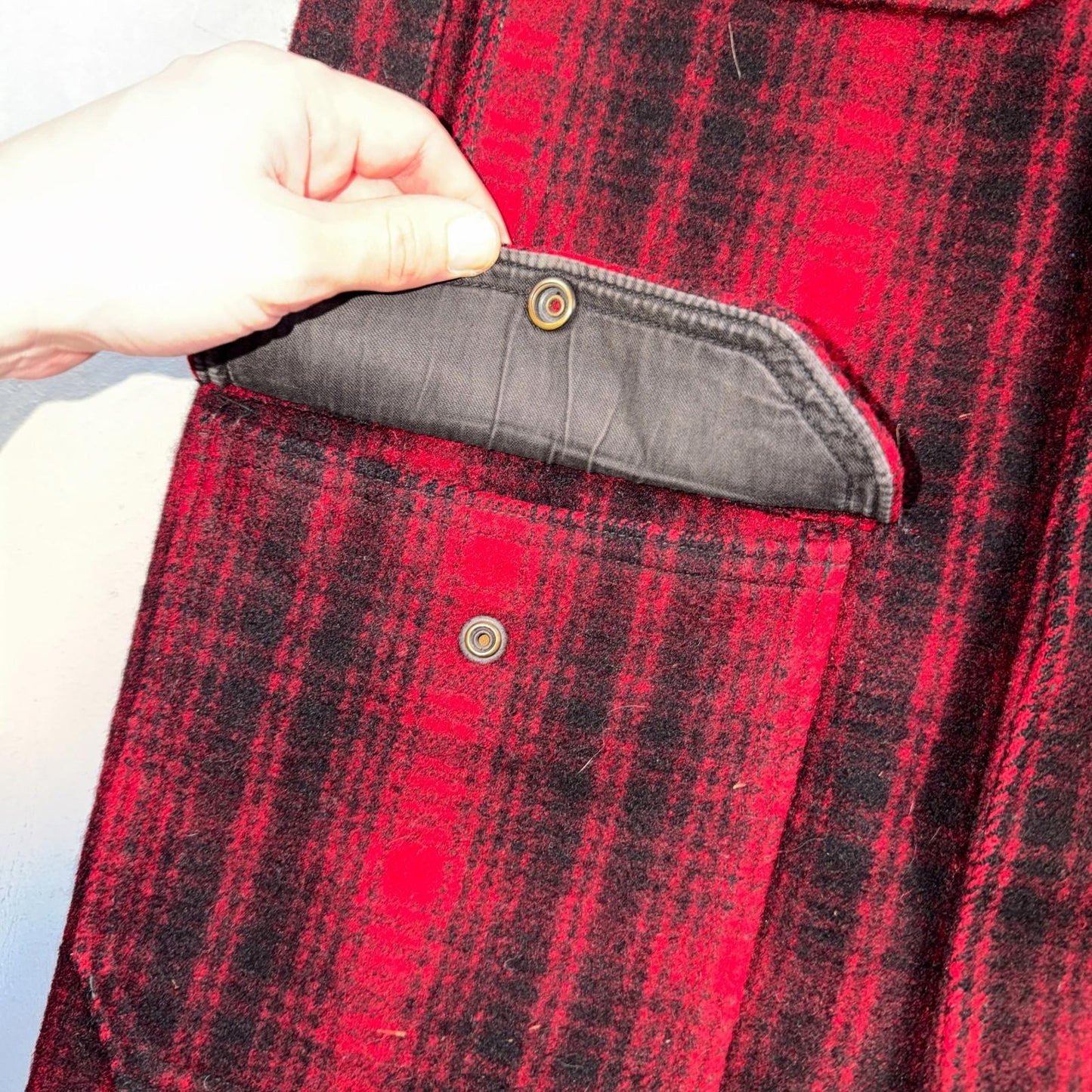 Vintage Woolrich Mackinaw Jacket 1940s Buffalo Plaid Hunting Wool Coat 40s Chore
