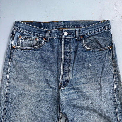 Levis 501 Vintage 90s USA XX Straight Leg Jeans 35x36 Blue Light Wash Act 32x32