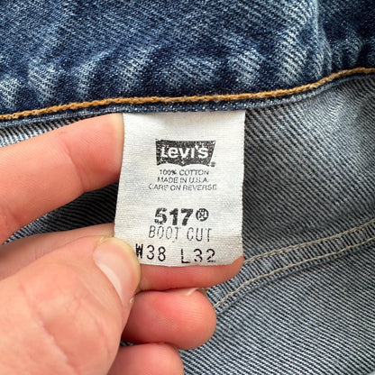 Levis 517 Vintage 90s USA Orange Tab Bootcut Flare Blue Jeans 38x32 Act 35x30