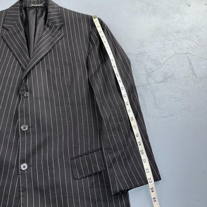 Ralph Lauren Purple Label Black Linen Suit Jacket Mens 44R Pinstripe $3,995 VTG