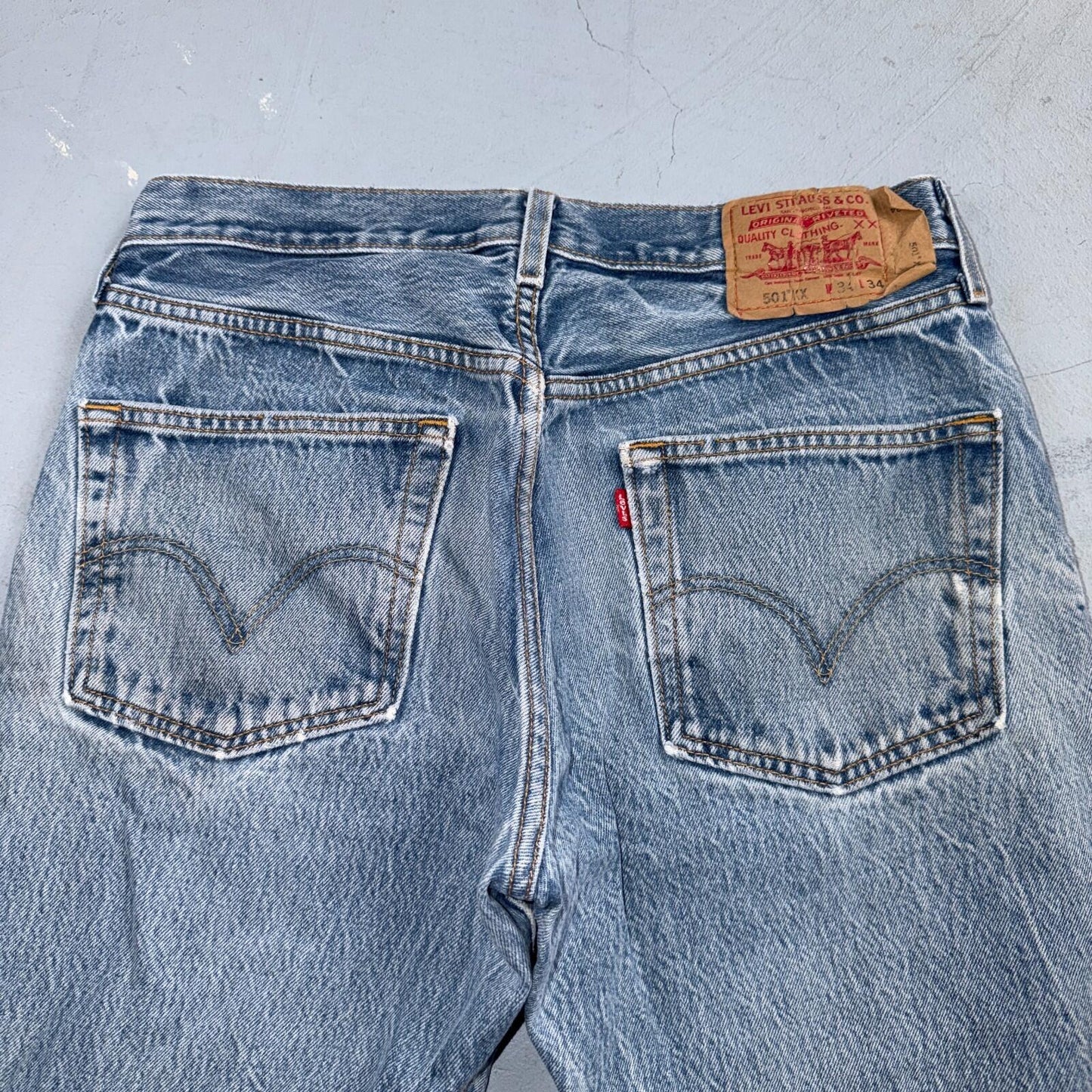 Levis 501 Vintage Y2K 90s XX Straight Leg Jeans Blue Light Wash 34x34 Act 31x30