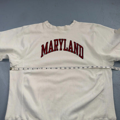 VTG 80s Champion Reverse Weave Crewneck Sweatshirt White USA Maryland College