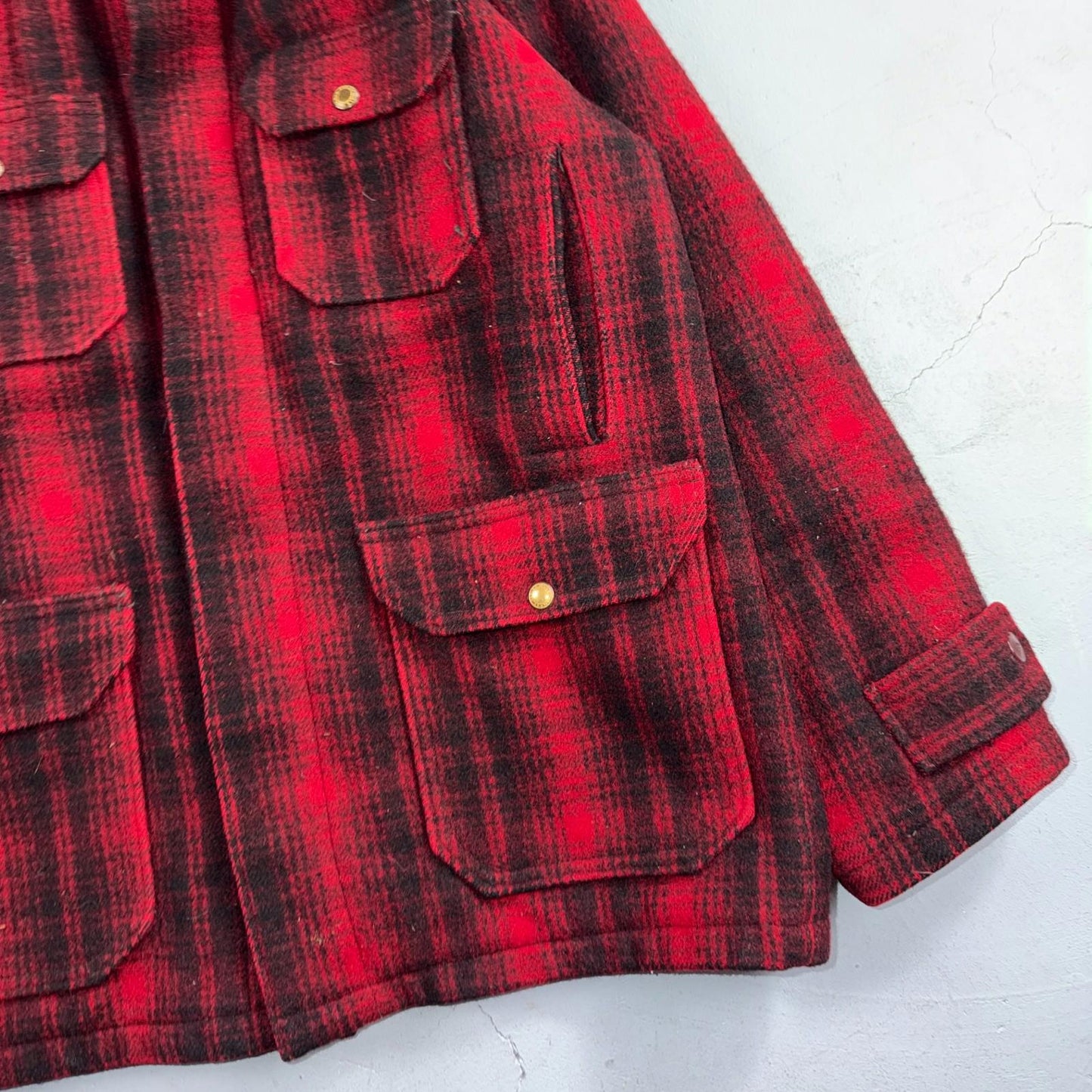 Vintage Woolrich Mackinaw Jacket 1940s Buffalo Plaid Hunting Wool Coat 40s Chore